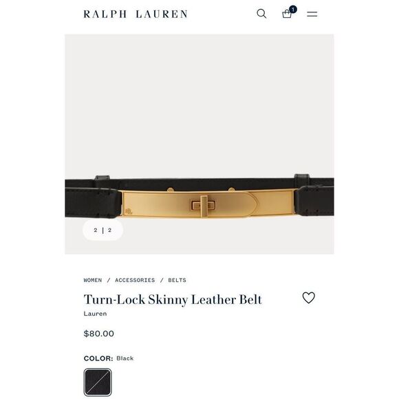 Ralph Lauren Turn-Lock Skinny Leather Belt - Picture 5 of 7